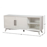 Alpine Furniture Tranquility TV Console Credenza – White Wood Media Cabinet with Shelves & Storage Drawers