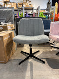 Grey Criss Cross Armless Adjustable Swivel Desk Chair with Pedestal Base