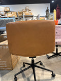 Brown Criss Cross PU Leather Office Chair with Wheels, Adjustable Swivel Seat