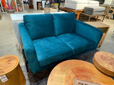 Modern Teal Velvet Floor Sofa – Compact Lounge Couch