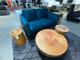 Modern Teal Velvet Floor Sofa – Compact Lounge Couch