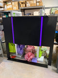 Modern Queen LED Light Headboard Black Fluted Panel Hotel Style 62x58