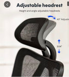 High Back Mesh Ergonomic Office Chair w/ Headrest & Lumar Support/Black