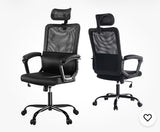 High Back Mesh Ergonomic Office Chair w/ Headrest & Lumar Support/Black