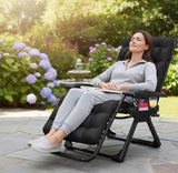 Zero Gravity Reclining Patio Chair with Cushion and Cup Holder Black