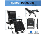 Zero Gravity Reclining Patio Chair with Cushion and Cup Holder Black