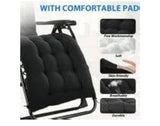 Zero Gravity Reclining Patio Chair with Cushion and Cup Holder Black