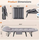 Folding Adjustable Camping Cot with Mattress for Patio or Beach