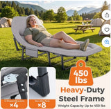 Folding Adjustable Camping Cot with Mattress for Patio or Beach