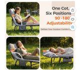 Folding Adjustable Camping Cot with Mattress for Patio or Beach