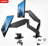 Dual Monitor Mount Spring Arm for 15–27″ Screens Black