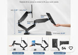 Dual Monitor Mount Spring Arm for 15–27″ Screens Black