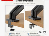 Dual Monitor Mount Spring Arm for 15–27″ Screens Black