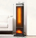 24″ 1500W Electric Space Heater with Remote & 60° Oscillation Black