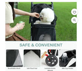 3-Wheel Pet Stroller with Cup Holder and Storage Basket, Black