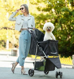 3-Wheel Pet Stroller with Cup Holder and Storage Basket, Black