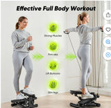 Mini Fitness Stepper with Resistance Bands & Digital Display. Silver