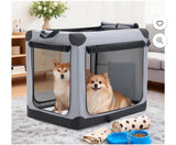 36″ Foldable Soft Dog Crate with Carry Bag & Washable Pad. Grey