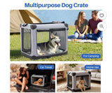 36″ Foldable Soft Dog Crate with Carry Bag & Washable Pad. Grey