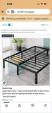 Black Queen Metal Platform Bed Frame with Under-Bed Storage.