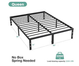 Black Queen Metal Platform Bed Frame with Under-Bed Storage.