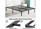 Black Queen Metal Platform Bed Frame with Under-Bed Storage.