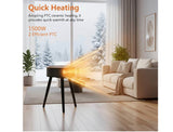 1500W Space Heater Side Table with Remote & 75° Oscillation. Black