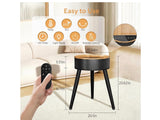 1500W Space Heater Side Table with Remote & 75° Oscillation. Black