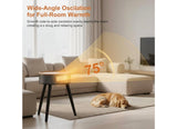1500W Space Heater Side Table with Remote & 75° Oscillation. Black