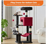 Sweetcrispy 44” Cat Tree Tower w/ Sisal Scratching Posts Condo & Hammock BKRD