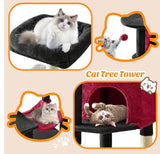 Sweetcrispy 44” Cat Tree Tower w/ Sisal Scratching Posts Condo & Hammock BKRD