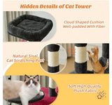 Sweetcrispy 44” Cat Tree Tower w/ Sisal Scratching Posts Condo & Hammock BKRD