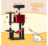 Sweetcrispy 44” Cat Tree Tower w/ Sisal Scratching Posts Condo & Hammock BKRD