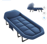 Folding Adjustable Camping Cot with Mattress for Patio or Beach. Blue