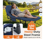 Folding Adjustable Camping Cot with Mattress for Patio or Beach. Blue