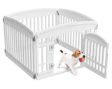 NEWBULIG White 4-Panel Dog Playpen Indoor Outdoor Puppy Pet Fence with Locking Gate