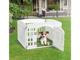 NEWBULIG White 4-Panel Dog Playpen Indoor Outdoor Puppy Pet Fence with Locking Gate