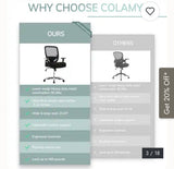 Heavy Duty Mesh Office Chair 500lb Capacity Ergonomic Wide Seat Desk Chair