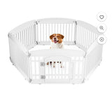NEWBULIG White 6-Panel Dog Playpen Indoor Outdoor Puppy Pet Fence with Locking Gate