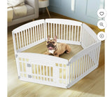 NEWBULIG White 6-Panel Dog Playpen Indoor Outdoor Puppy Pet Fence with Locking Gate