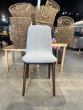 Set of 2 - Eldridge Style Dining Chair – Pebble Gray Fabric Upholstery, Walnut Wood Legs – Modern & Comfortable