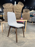 Set of 2 - Eldridge Style Dining Chair – Pebble Gray Fabric Upholstery, Walnut Wood Legs – Modern & Comfortable