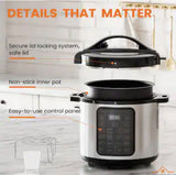 6 Quart Electric Pressure Cooker Multi Function Digital Slow Cooker Stainless Steel
