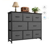 8 Drawer Fabric Dresser Storage Organizer with Metal Frame 39 Inch Gray