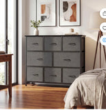 8 Drawer Fabric Dresser Storage Organizer with Metal Frame 39 Inch Gray