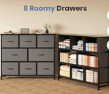 8 Drawer Fabric Dresser Storage Organizer with Metal Frame 39 Inch Gray