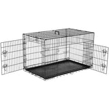 48 Inch Folding Metal Dog Crate Double Door Pet Cage with Divider Tray