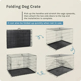 48 Inch Folding Metal Dog Crate Double Door Pet Cage with Divider Tray