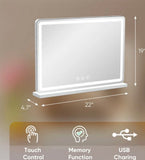 LED Vanity Mirror with Lights 19x22 Touch Control Makeup Mirror