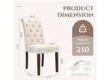 Tufted Dining Chairs Set of 2 Upholstered Parsons Kitchen Chairs Beige
